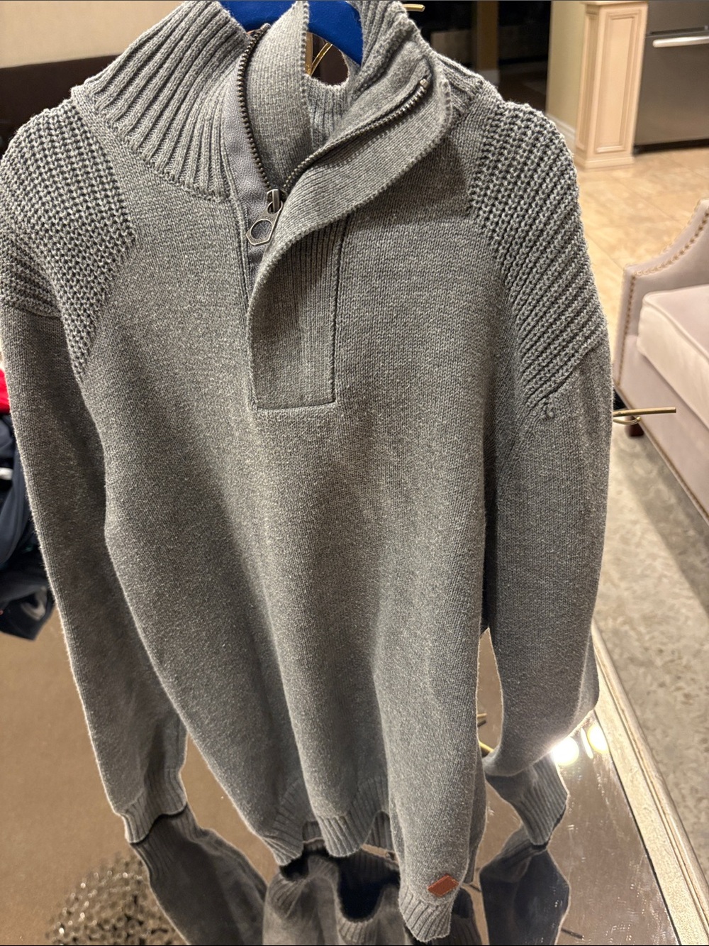 Zara Gray Knit Half-Zip Sweater